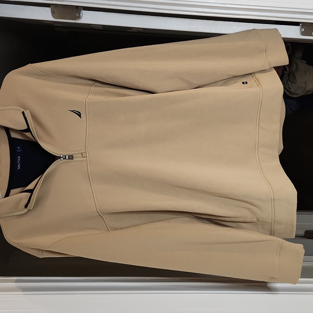 Nautica Beige Quarter-Zip Sweatshirt